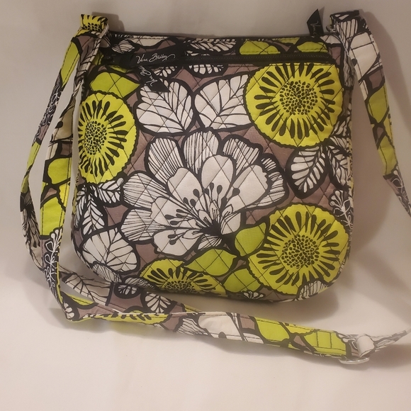 Vera Bradley Crossbody Saddle Bag With Matching Strap Wallet Citron Lime 11'x10" - Picture 4 of 8
